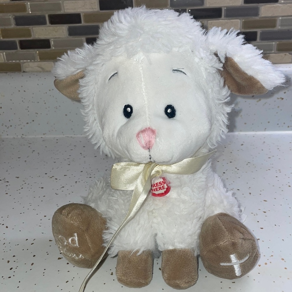 God Bless Praying Lamb Plush with Sound